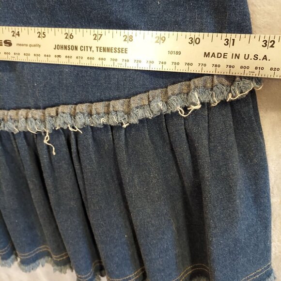 Roamans blue jean Dress size 14p Maxi denim jean fray hem ruffle zip 2 pockets - Picture 10 of 16